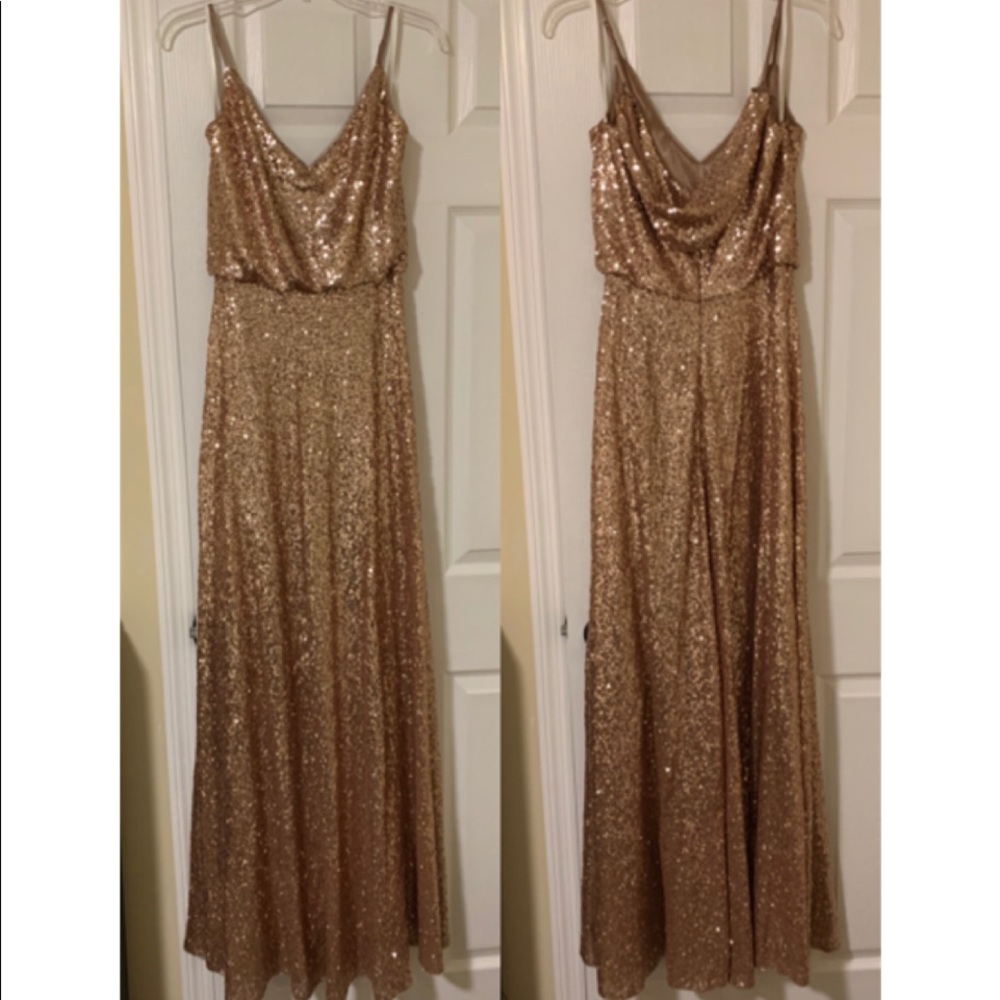 Revelry Rose Gold Sequin Bridesmaid Dress